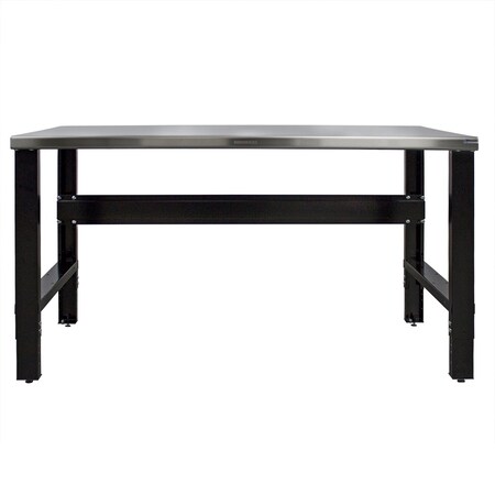 Borroughs Leveling Feet Adjustable Height Workbench, Stainless Steel, 60" W, 36" Height, 2000 lb., Straight WB103SS-F604